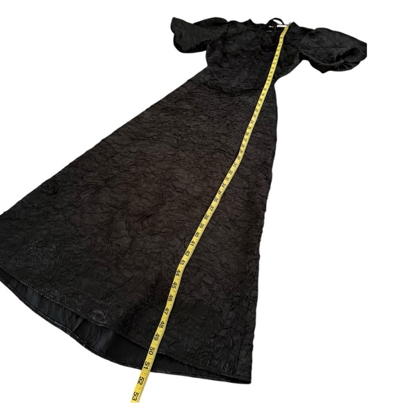 Lisa Says Gah Gwen Midi Open Back Balloon Sleeve Dress Size XS Elastic Black Tie - Picture 6 of 7